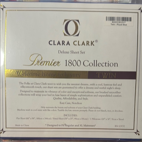 Clara Clark Deluxe Twin Sheet Set in Royal Blue - Picture 2 of 2